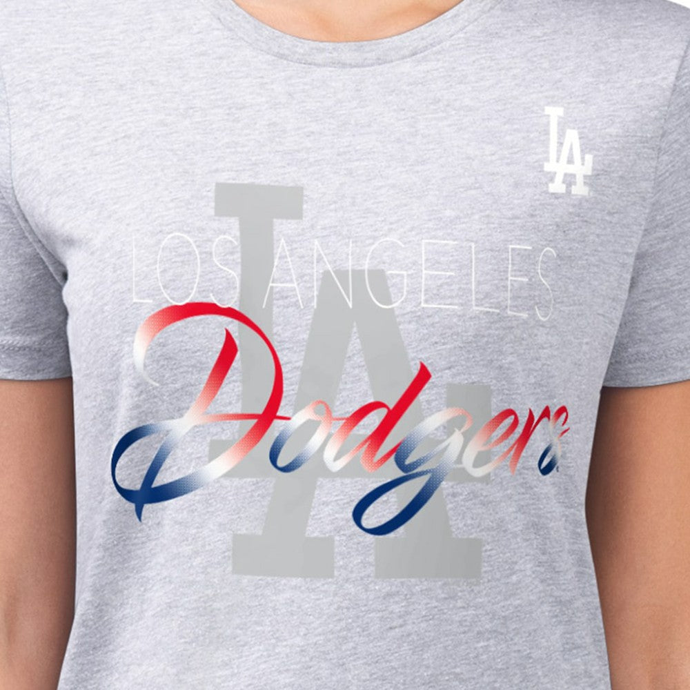 Heather Gray Los Angeles Dodgers G-III 4Her by Carl Banks Women's Super-Slim Fit Lightweight Shadow Logo Graphic T-Shirt