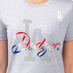 Heather Gray Los Angeles Dodgers G-III 4Her by Carl Banks Women's Super-Slim Fit Lightweight Shadow Logo Graphic T-Shirt