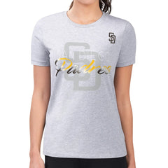 Heather Gray San Diego Padres G-III 4Her by Carl Banks Women's Super-Slim Fit Lightweight Shadow Logo Graphic T-Shirt