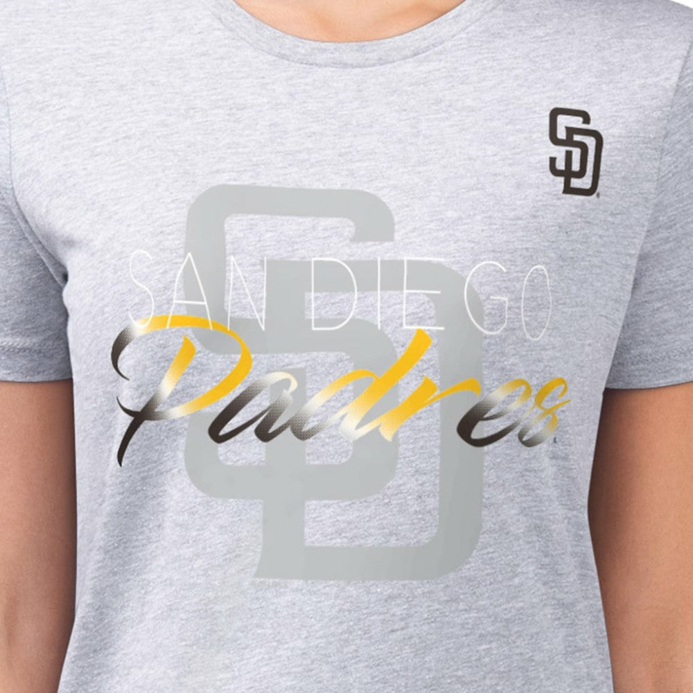 Heather Gray San Diego Padres G-III 4Her by Carl Banks Women's Super-Slim Fit Lightweight Shadow Logo Graphic T-Shirt