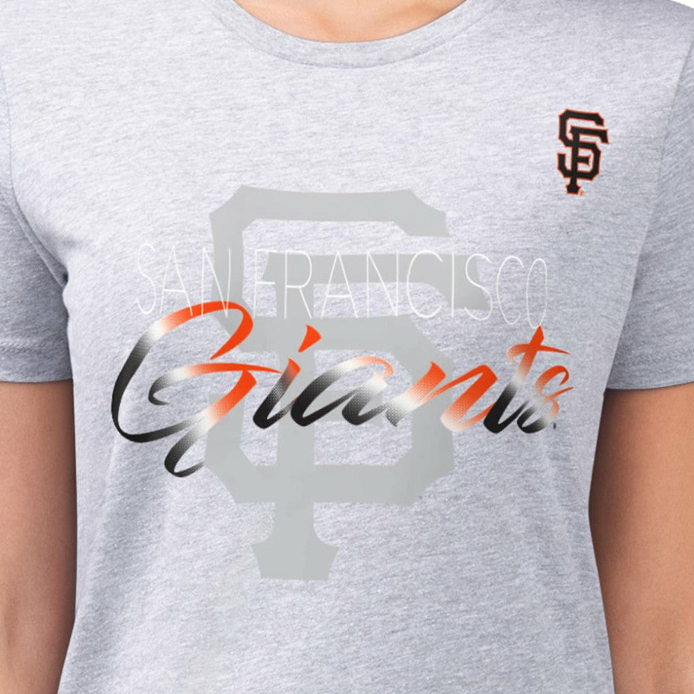 Heather Gray San Francisco Giants G-III 4Her by Carl Banks Women's Super-Slim Fit Lightweight Shadow Logo Graphic T-Shirt