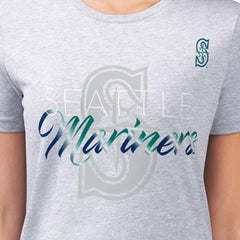 Heather Gray Seattle Mariners G-III 4Her by Carl Banks Women's Super-Slim Fit Lightweight Shadow Logo Graphic T-Shirt