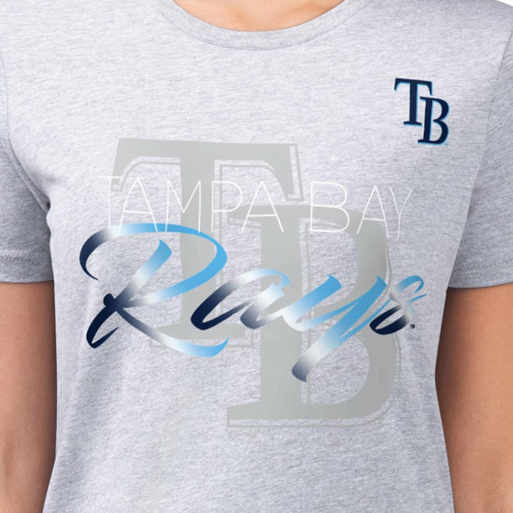 Heather Gray Tampa Bay Rays G-III 4Her by Carl Banks Women's Super-Slim Fit Lightweight Shadow Logo Graphic T-Shirt