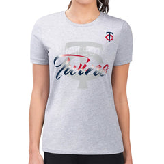 Heather Gray Minnesota Twins G-III 4Her by Carl Banks Women's Super-Slim Fit Lightweight Shadow Logo Graphic T-Shirt