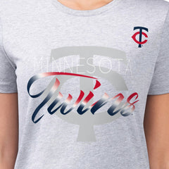 Heather Gray Minnesota Twins G-III 4Her by Carl Banks Women's Super-Slim Fit Lightweight Shadow Logo Graphic T-Shirt