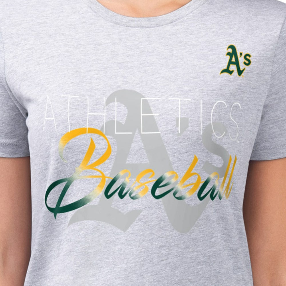 Heather Gray Athletics G-III 4Her by Carl Banks Women's Super-Slim Fit Lightweight Shadow Logo Graphic T-Shirt