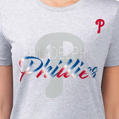 Heather Gray Philadelphia Phillies G-III 4Her by Carl Banks Women's Super-Slim Fit Lightweight Shadow Logo Graphic T-Shirt