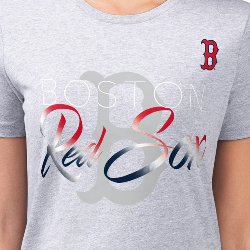 Heather Gray Boston Red Sox G-III 4Her by Carl Banks Women's Super-Slim Fit Lightweight Shadow Logo Graphic T-Shirt