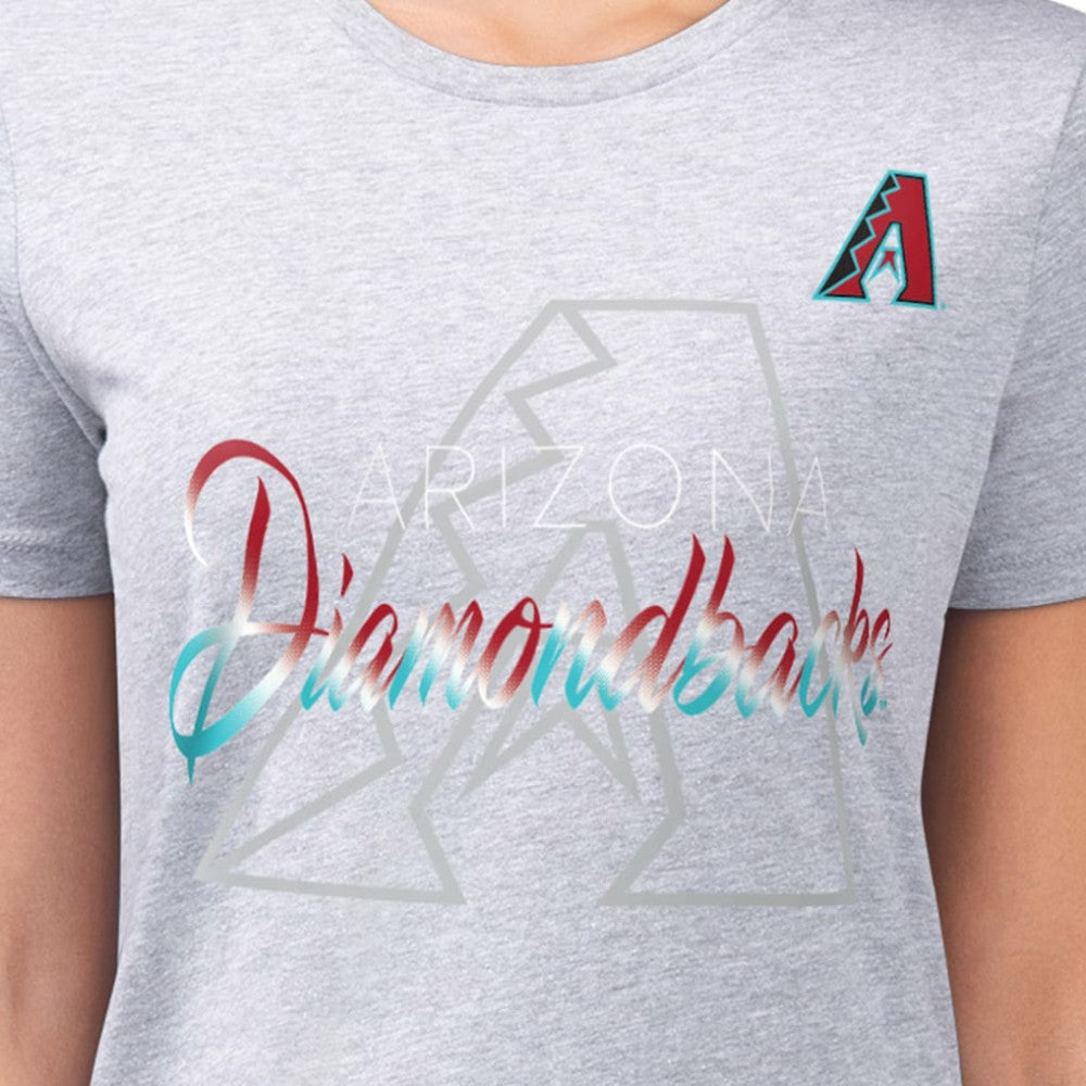 Heather Gray Arizona Diamondbacks G-III 4Her by Carl Banks Women's Super-Slim Fit Lightweight Shadow Logo Graphic T-Shirt