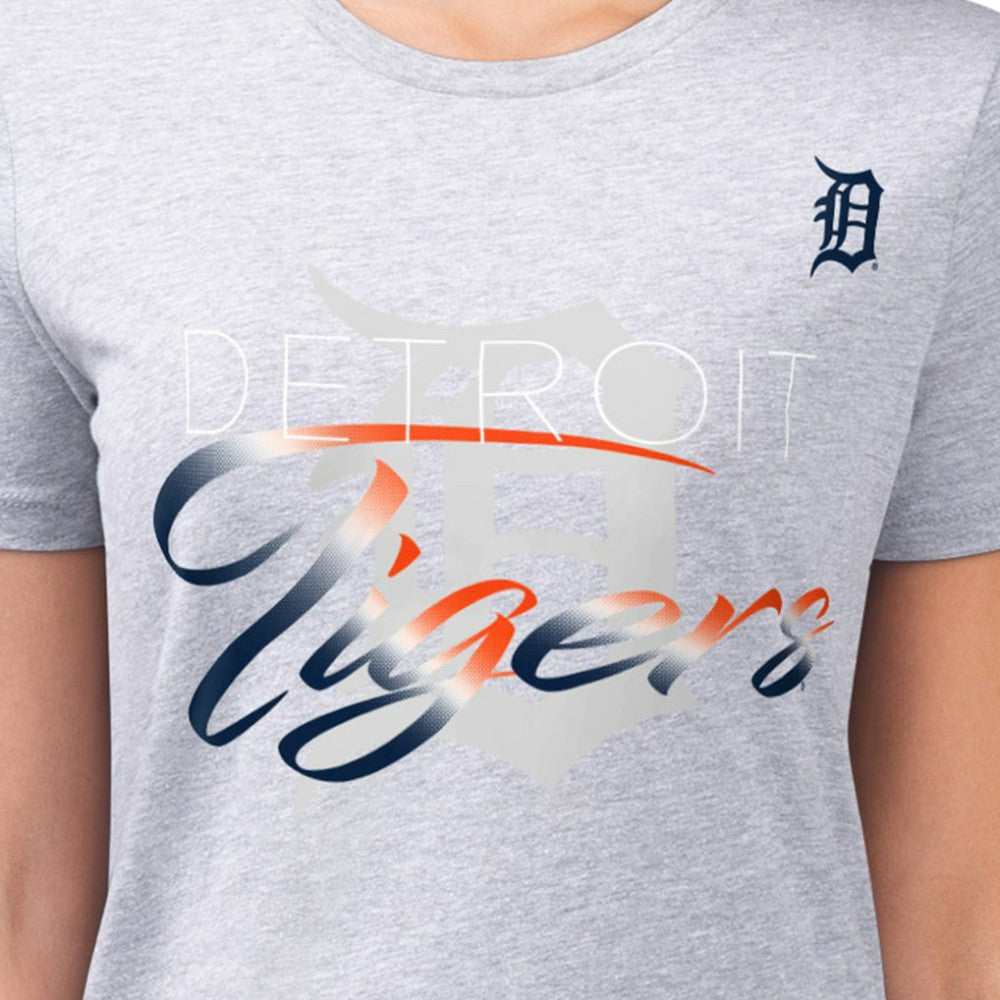 Heather Gray Detroit Tigers G-III 4Her by Carl Banks Women's Super-Slim Fit Lightweight Shadow Logo Graphic T-Shirt