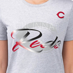 Heather Gray Cincinnati Reds G-III 4Her by Carl Banks Women's Super-Slim Fit Lightweight Shadow Logo Graphic T-Shirt