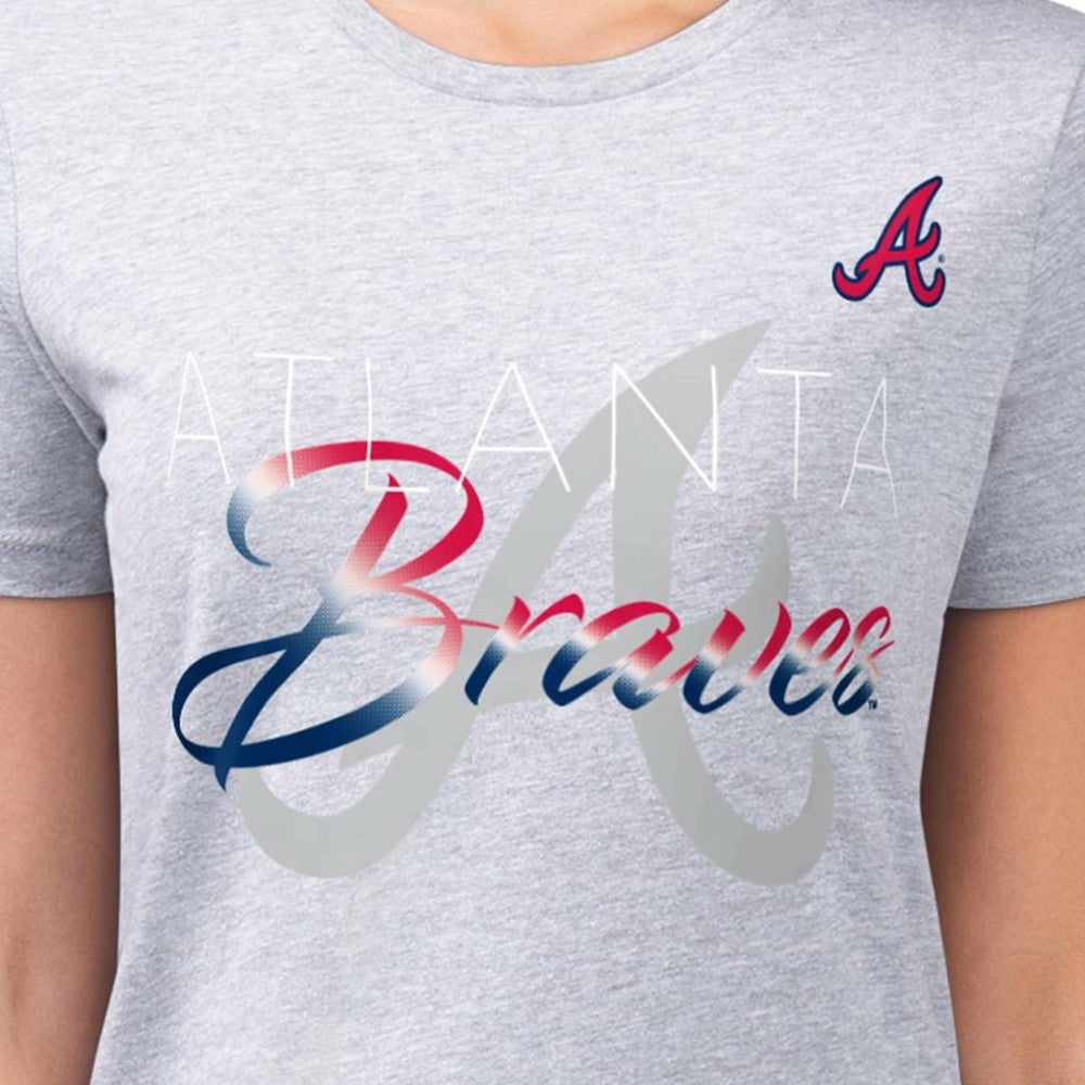 Heather Gray Atlanta Braves G-III 4Her by Carl Banks Women's Super-Slim Fit Lightweight Shadow Logo Graphic T-Shirt
