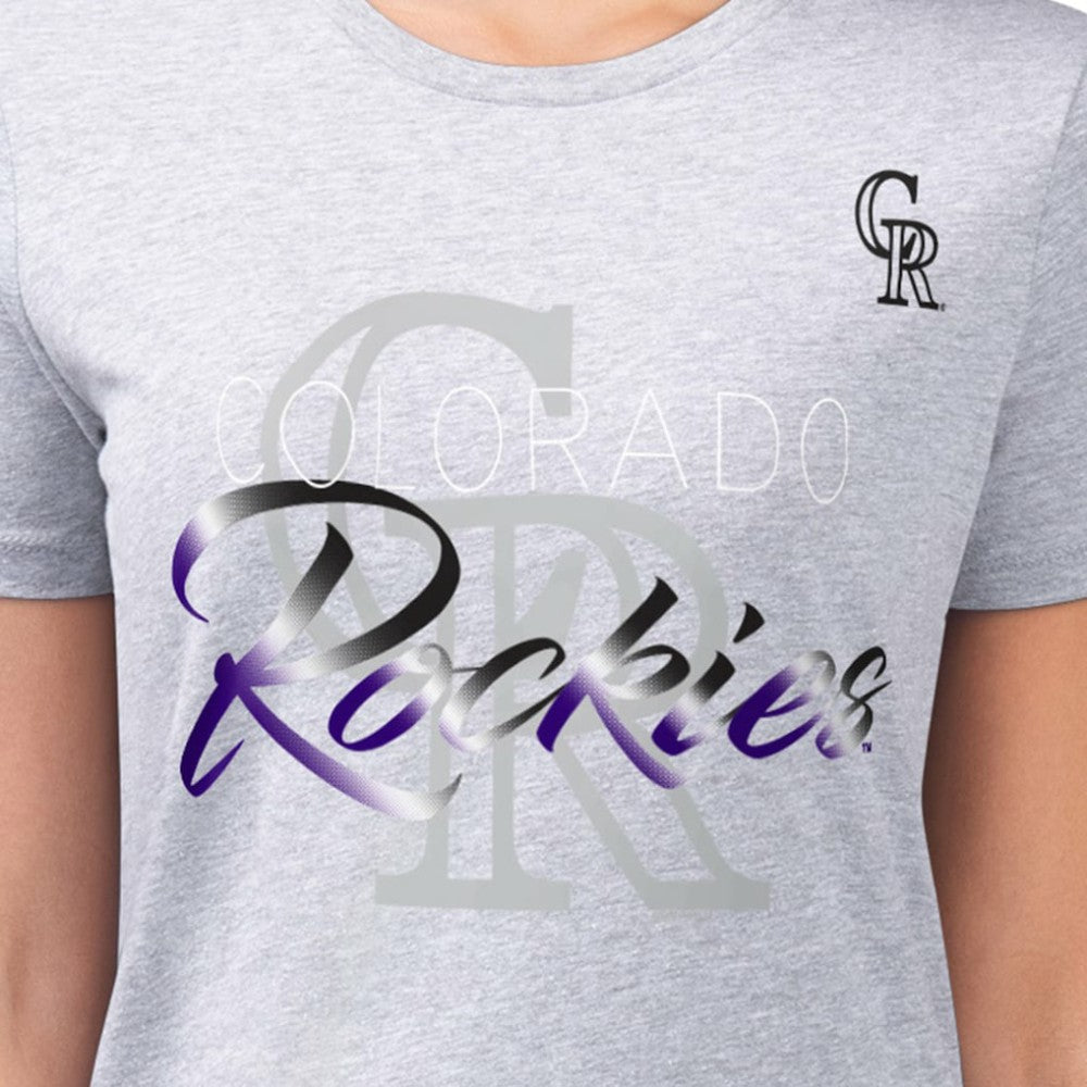 Heather Gray Colorado Rockies G-III 4Her by Carl Banks Women's Super-Slim Fit Lightweight Shadow Logo Graphic T-Shirt
