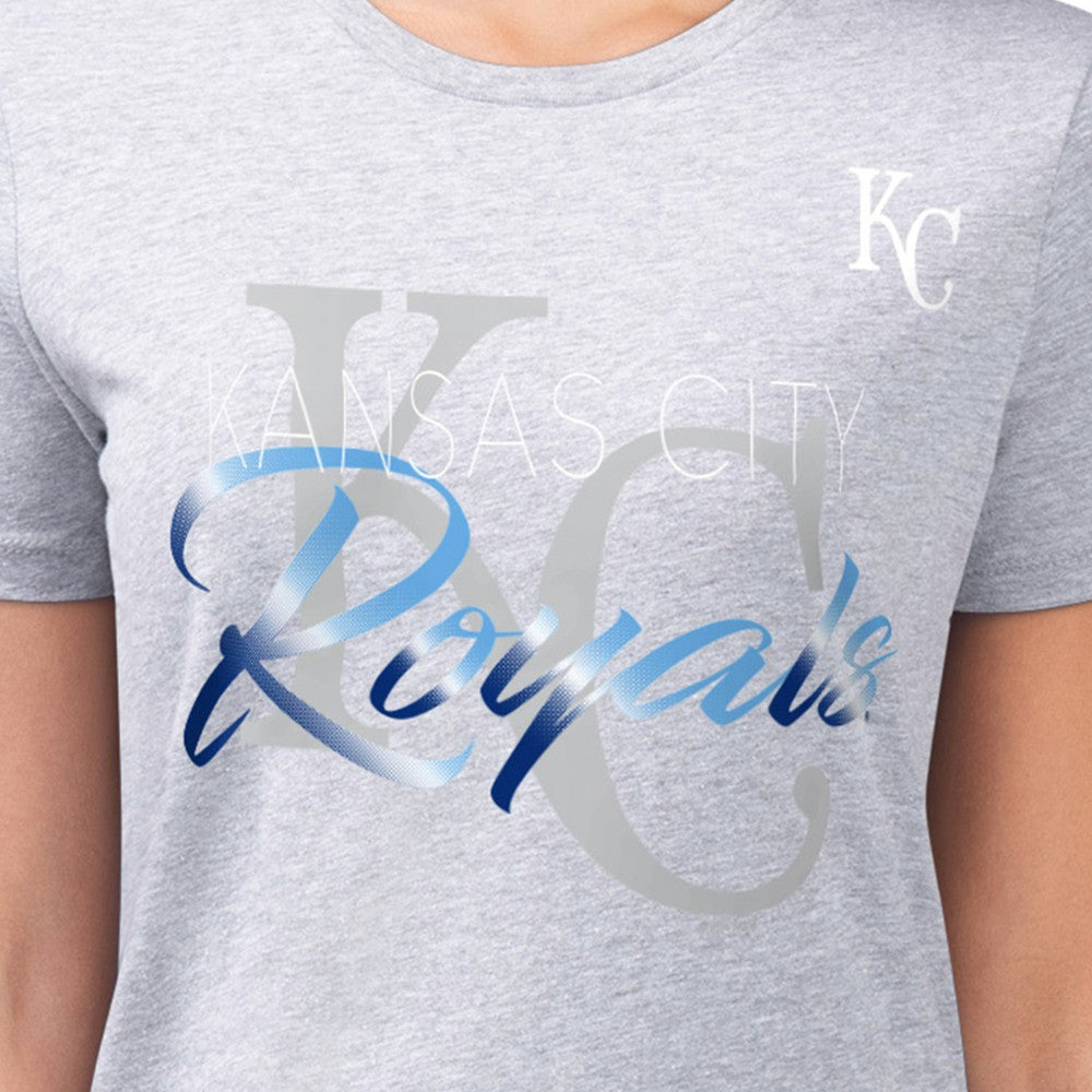 Heather Gray Kansas City Royals G-III 4Her by Carl Banks Women's Super-Slim Fit Lightweight Shadow Logo Graphic T-Shirt