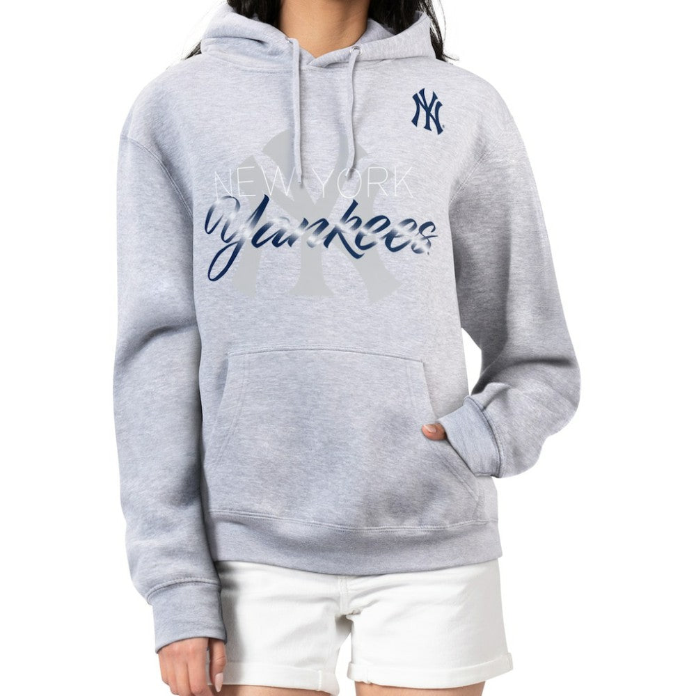 Heather Gray New York Yankees G-III 4Her by Carl Banks Women's Shadow Logo Graphic Pullover Hoodie