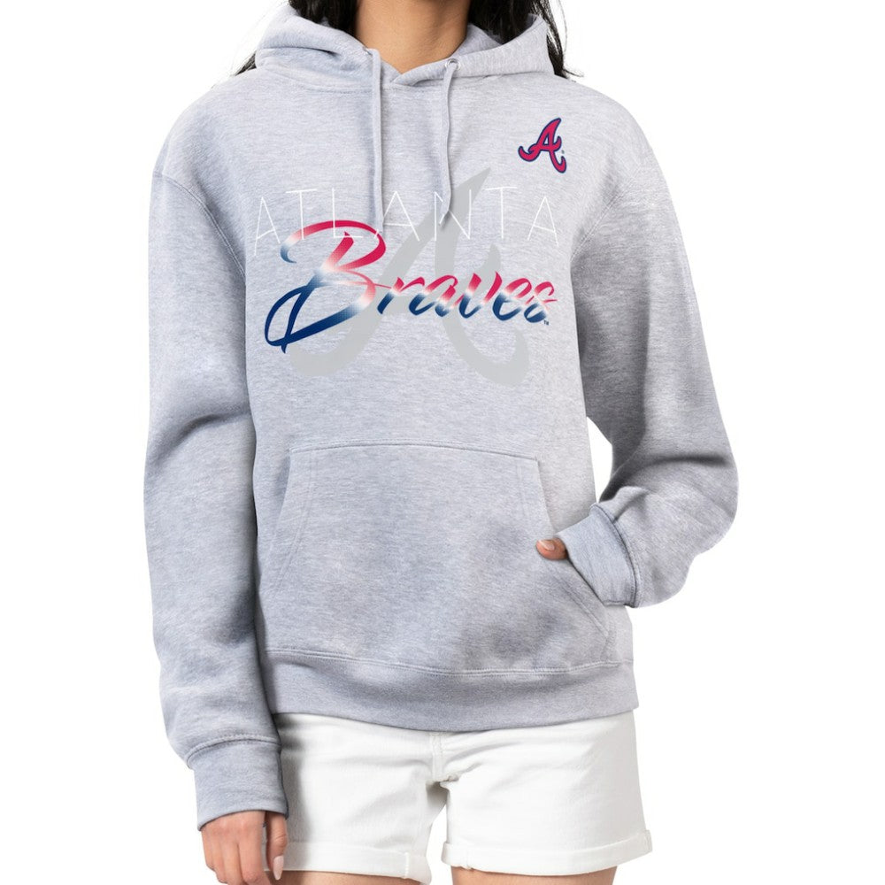 Heather Gray Atlanta Braves G-III 4Her by Carl Banks Women's Shadow Logo Graphic Pullover Hoodie