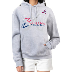 Heather Gray Atlanta Braves G-III 4Her by Carl Banks Women's Shadow Logo Graphic Pullover Hoodie