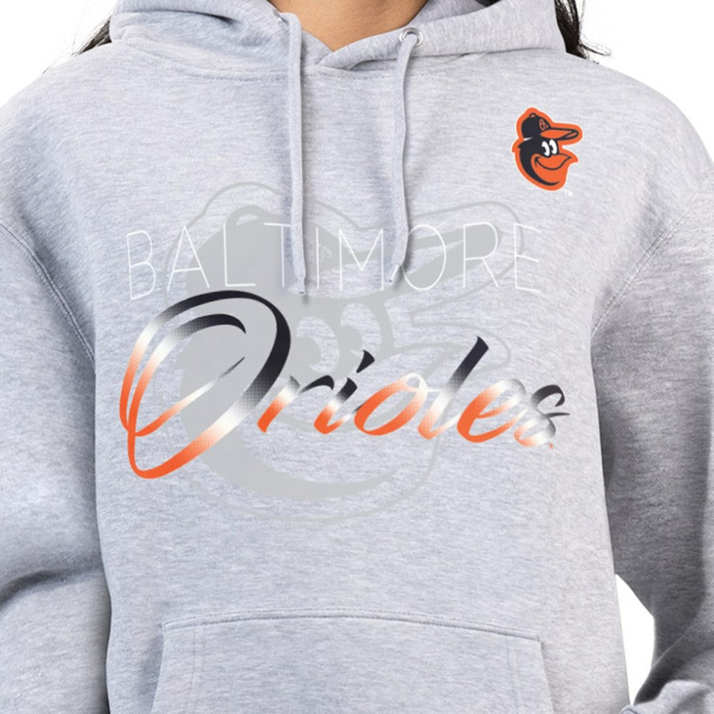 Heather Gray Baltimore Orioles G-III 4Her by Carl Banks Women's Shadow Logo Graphic Pullover Hoodie