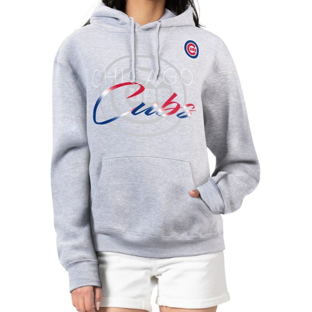 Heather Gray Chicago Cubs G-III 4Her by Carl Banks Women's Shadow Logo Graphic Pullover Hoodie