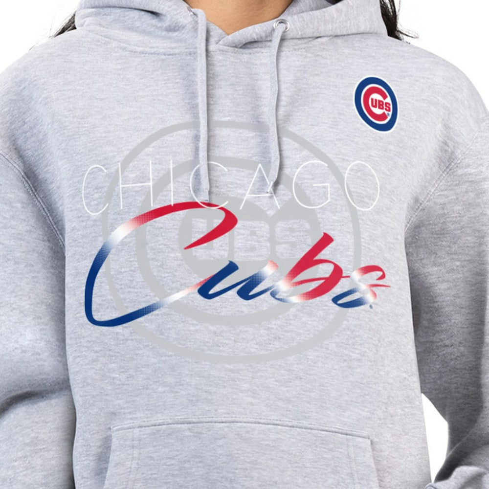 Heather Gray Chicago Cubs G-III 4Her by Carl Banks Women's Shadow Logo Graphic Pullover Hoodie