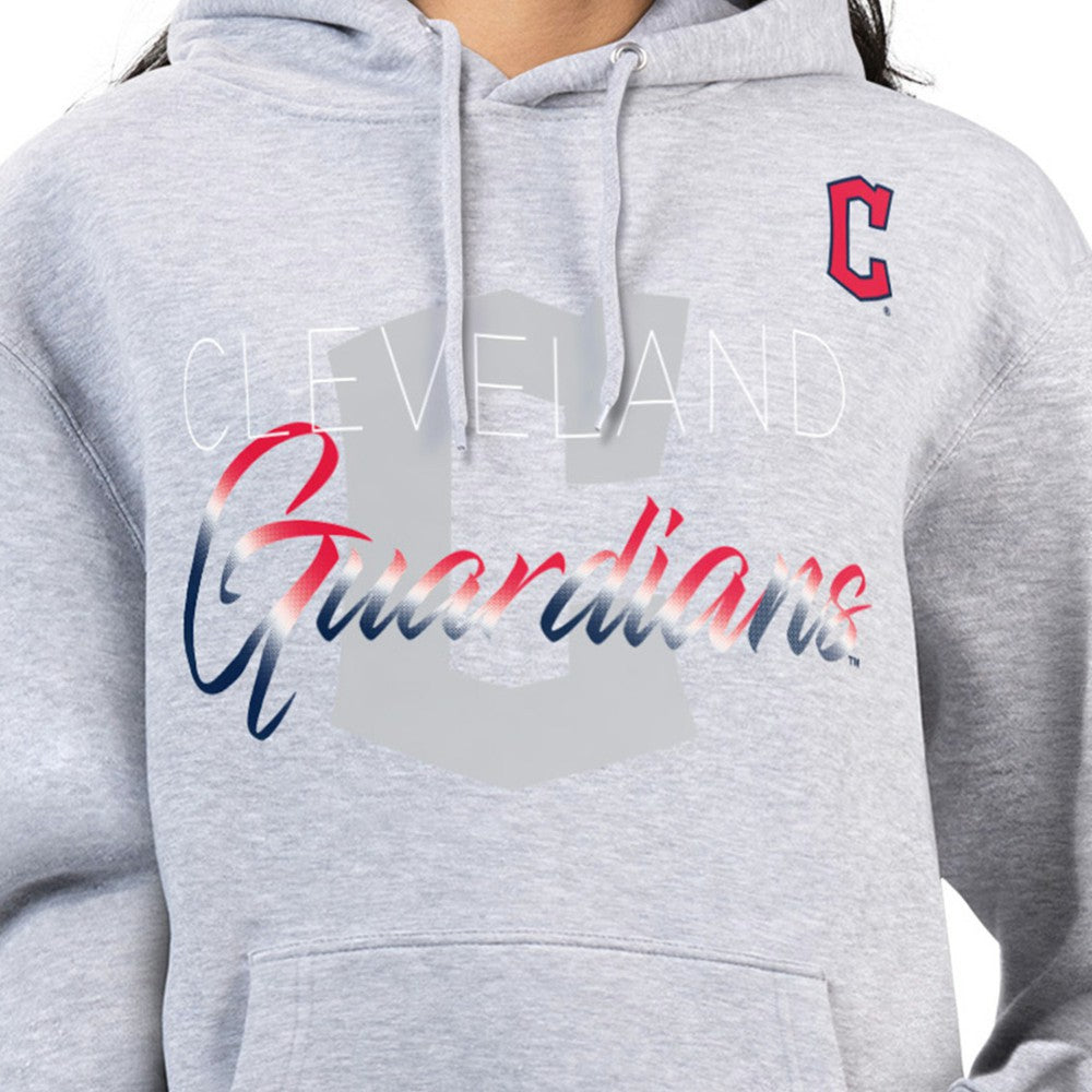 Heather Gray Cleveland Guardians G-III 4Her by Carl Banks Women's Shadow Logo Graphic Pullover Hoodie