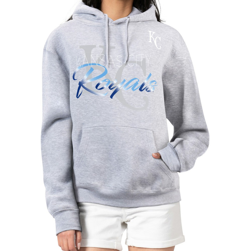 Heather Gray Kansas City Royals G-III 4Her by Carl Banks Women's Shadow Logo Graphic Pullover Hoodie