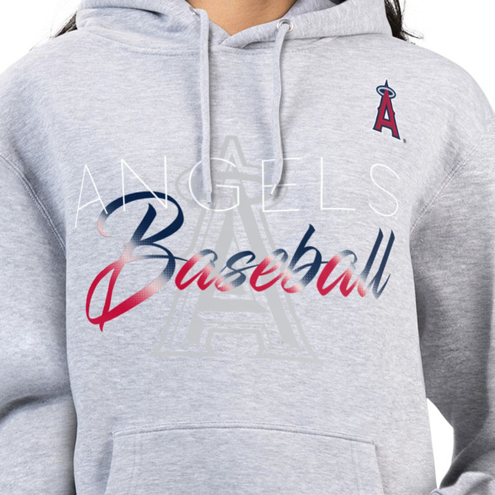 Heather Gray Los Angeles Angels G-III 4Her by Carl Banks Women's Shadow Logo Graphic Pullover Hoodie