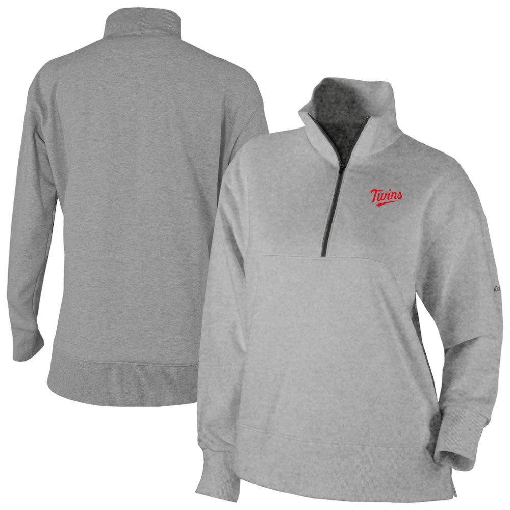 Gray Minnesota Twins Columbia Women's Birchwood Hills Quarter-Zip Pullover