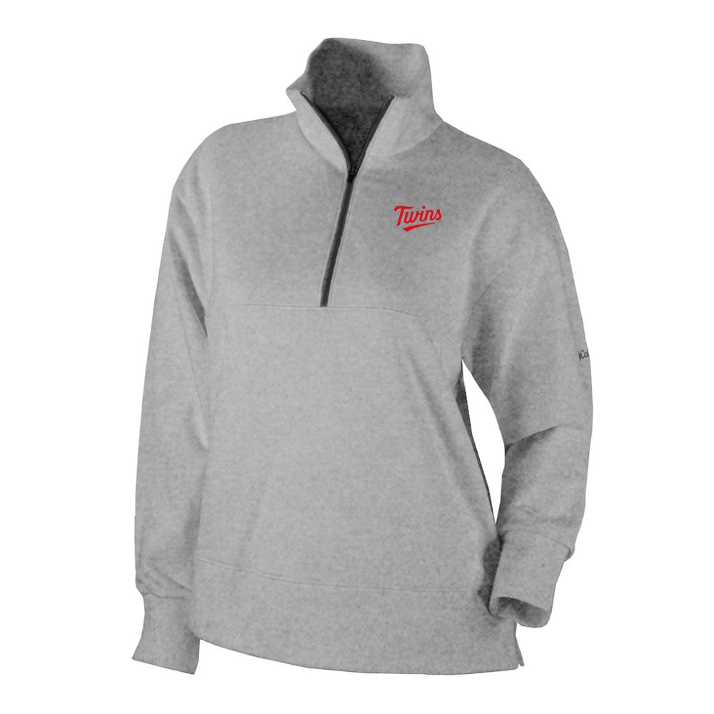 Gray Minnesota Twins Columbia Women's Birchwood Hills Quarter-Zip Pullover
