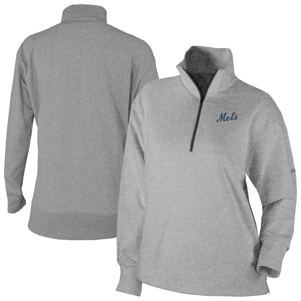 Gray New York Mets Columbia Women's Birchwood Hills Quarter-Zip Pullover