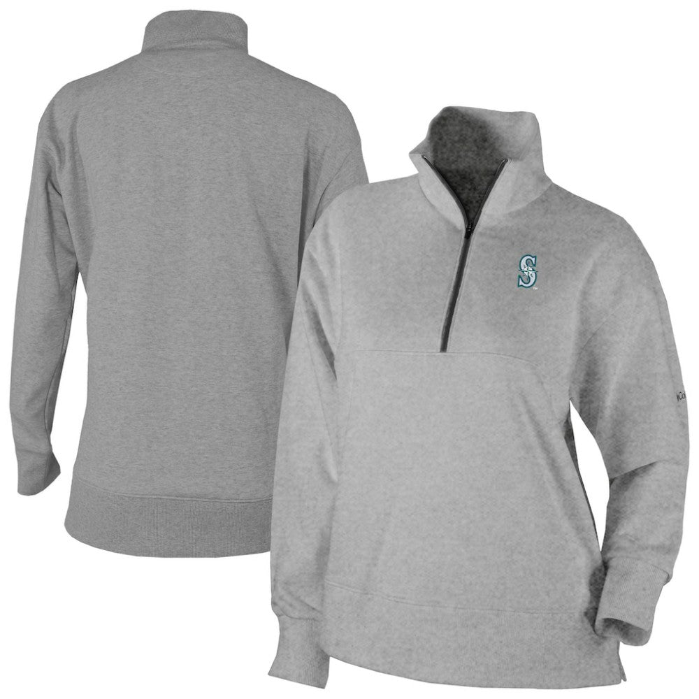Gray Seattle Mariners Columbia Women's Birchwood Hills Quarter-Zip Pullover