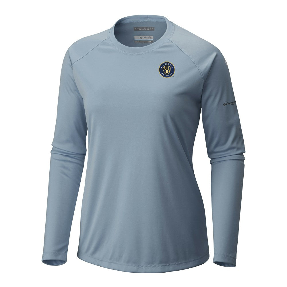 Light Blue Milwaukee Brewers Columbia Tidal Tee II Long Sleeve T-Shirt