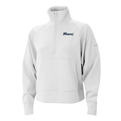 White Miami Marlins Columbia Women's Wickhams Hills Raglan Omni-Wick Quarter-Zip Pullover