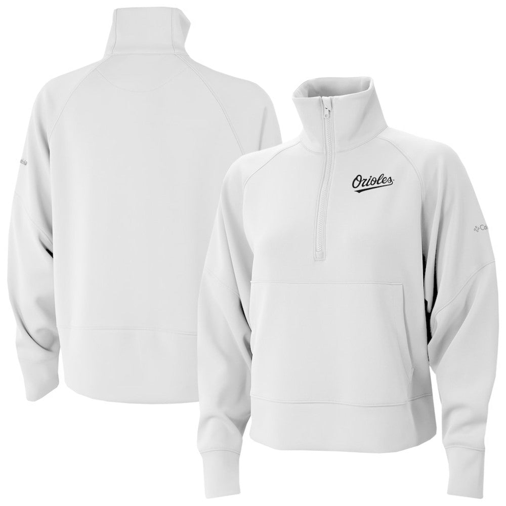 White Baltimore Orioles Columbia Women's Wickhams Hills Raglan Omni-Wick Quarter-Zip Pullover