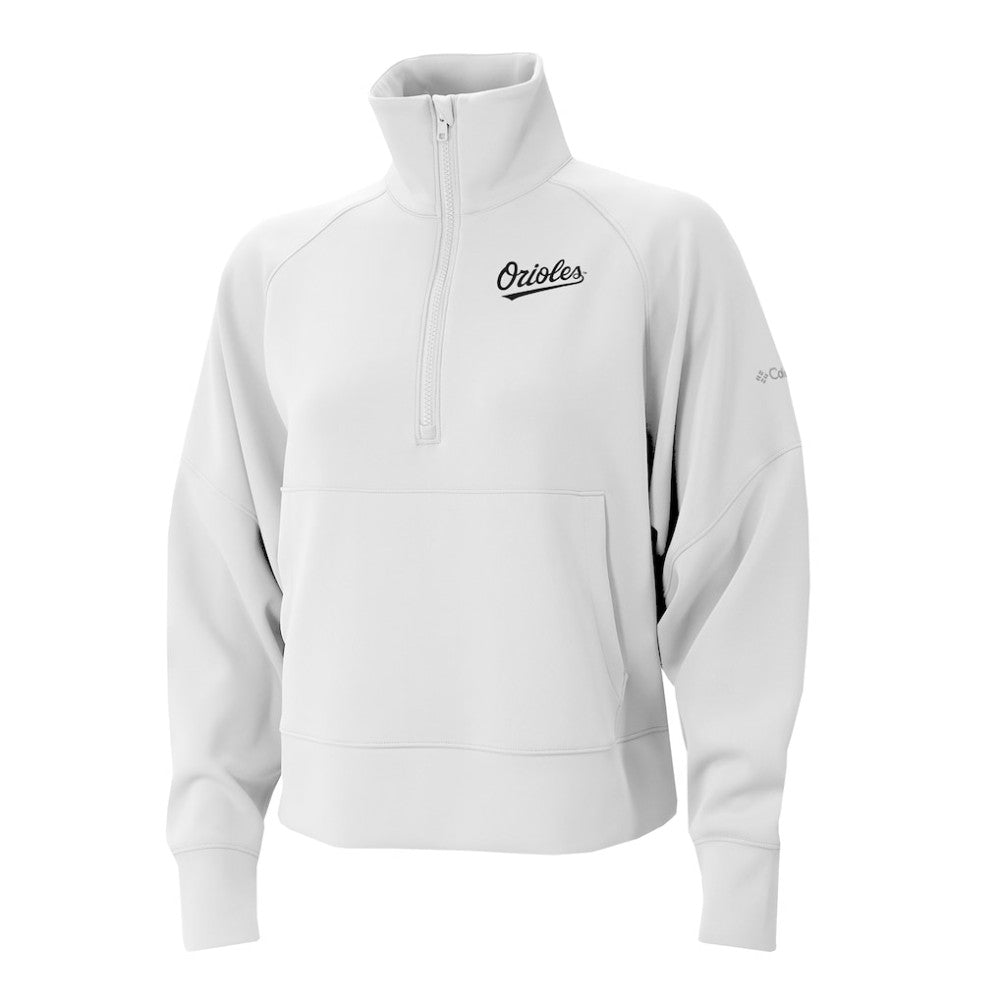 White Baltimore Orioles Columbia Women's Wickhams Hills Raglan Omni-Wick Quarter-Zip Pullover
