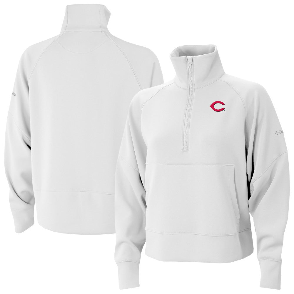 White Cincinnati Reds Columbia Women's Wickhams Hills Raglan Omni-Wick Quarter-Zip Pullover