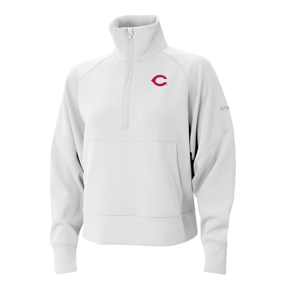 White Cincinnati Reds Columbia Women's Wickhams Hills Raglan Omni-Wick Quarter-Zip Pullover