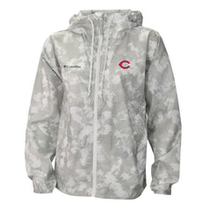 Gray/White Cincinnati Reds Columbia Women's Flash Challenger Full-Zip Hoodie Windbreaker Jacket