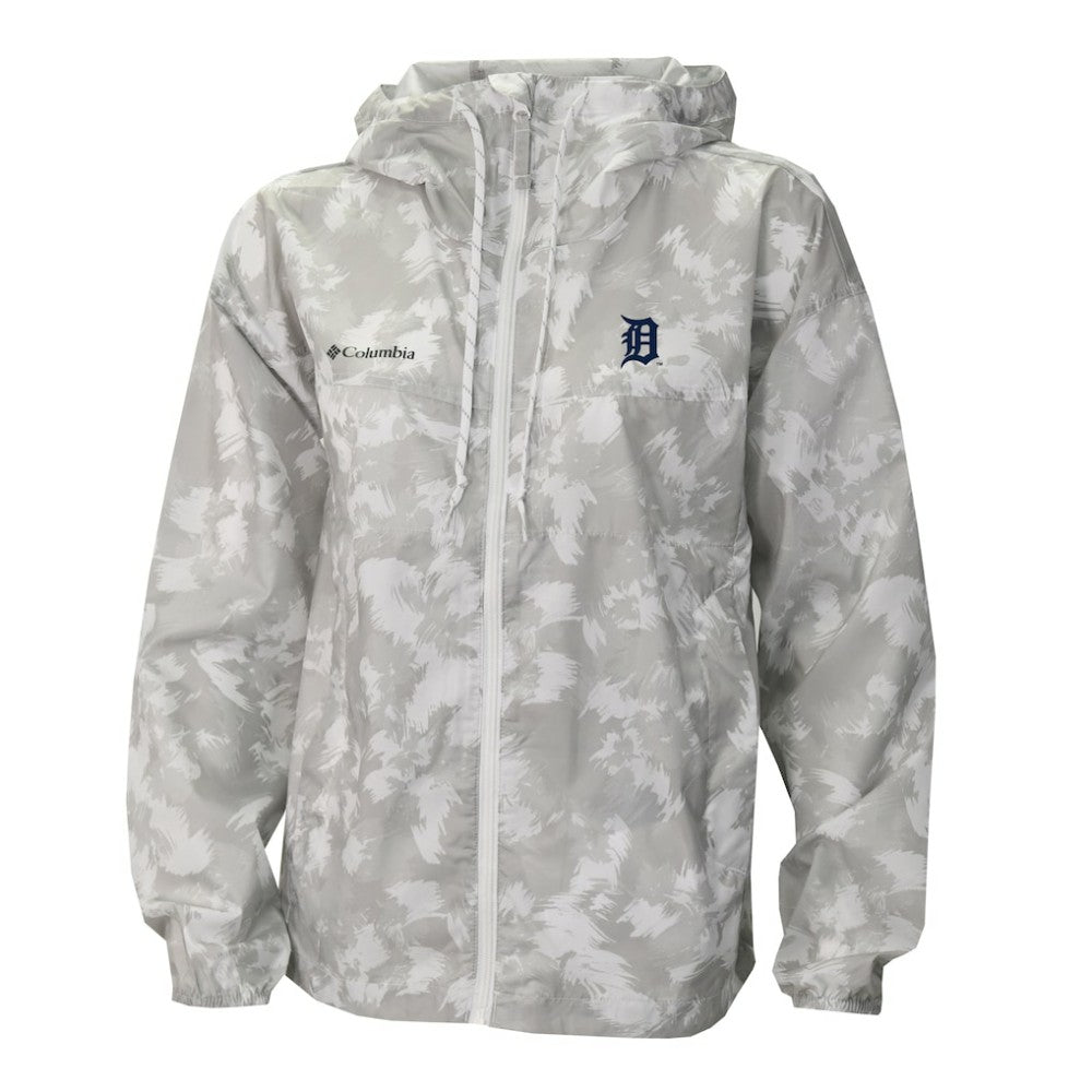 Gray/White Detroit Tigers Columbia Women's Flash Challenger Full-Zip Hoodie Windbreaker Jacket