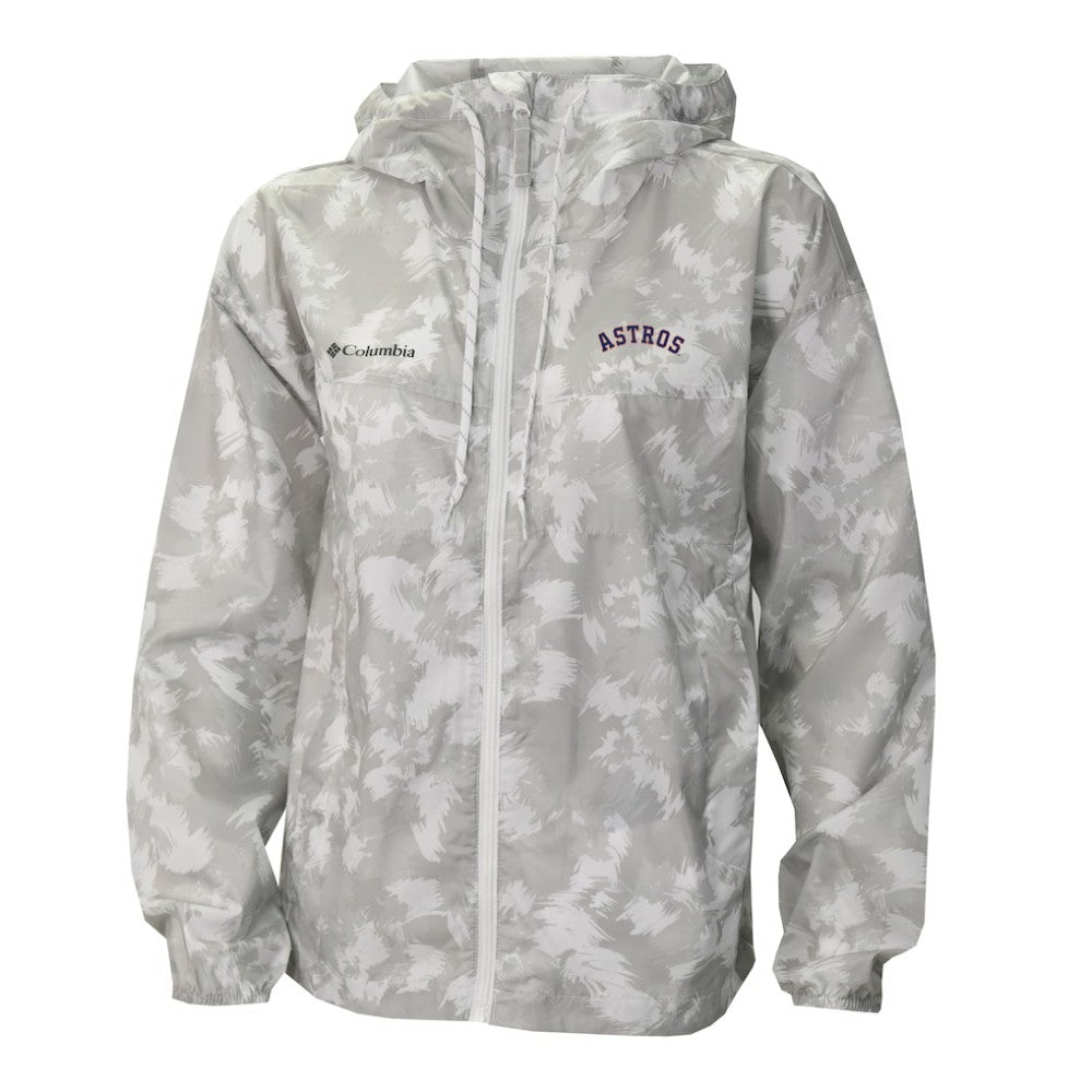 Gray/White Houston Astros Columbia Women's Flash Challenger Full-Zip Hoodie Windbreaker Jacket