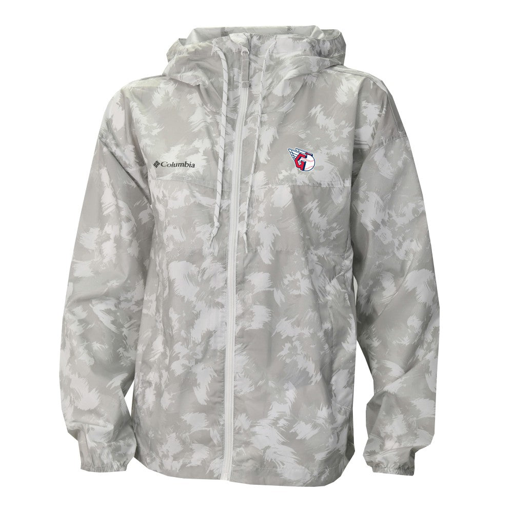 Gray/White Cleveland Guardians Columbia Women's Flash Challenger Full-Zip Hoodie Windbreaker Jacket