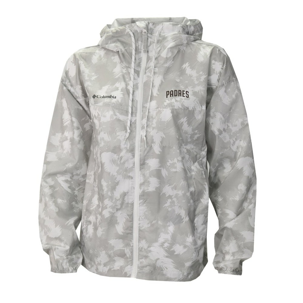 Gray/White San Diego Padres Columbia Women's Flash Challenger Full-Zip Hoodie Windbreaker Jacket