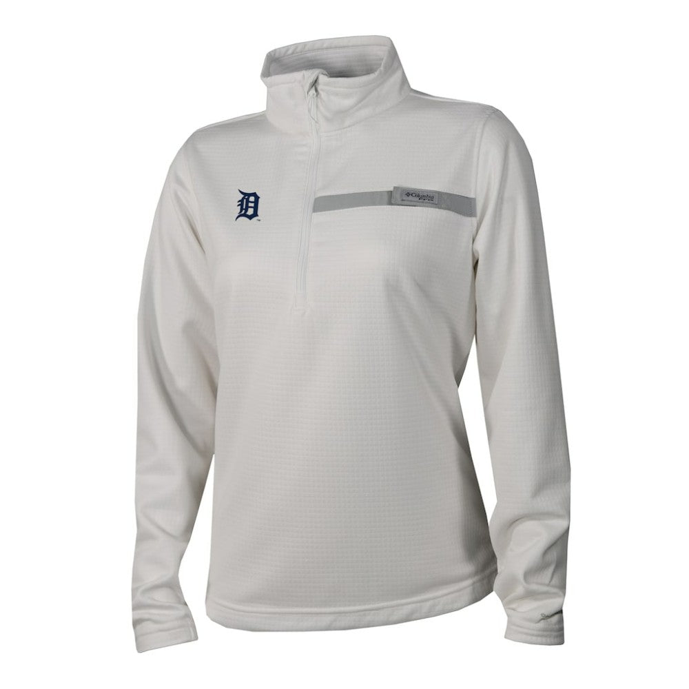 White Detroit Tigers Columbia Women's Skiff Guide Fleece Half-Zip Pullover Jacket
