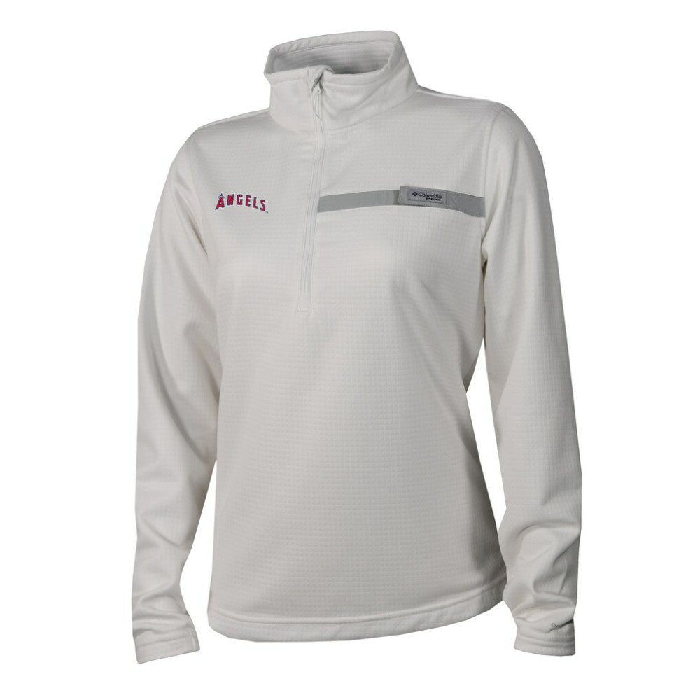 White Los Angeles Angels Columbia Women's Skiff Guide Fleece Half-Zip Pullover Jacket