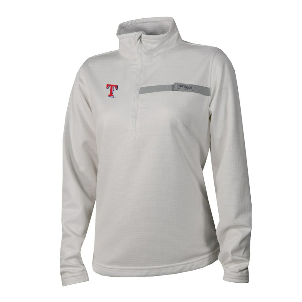 White Texas Rangers Columbia Women's Skiff Guide Fleece Half-Zip Pullover Jacket