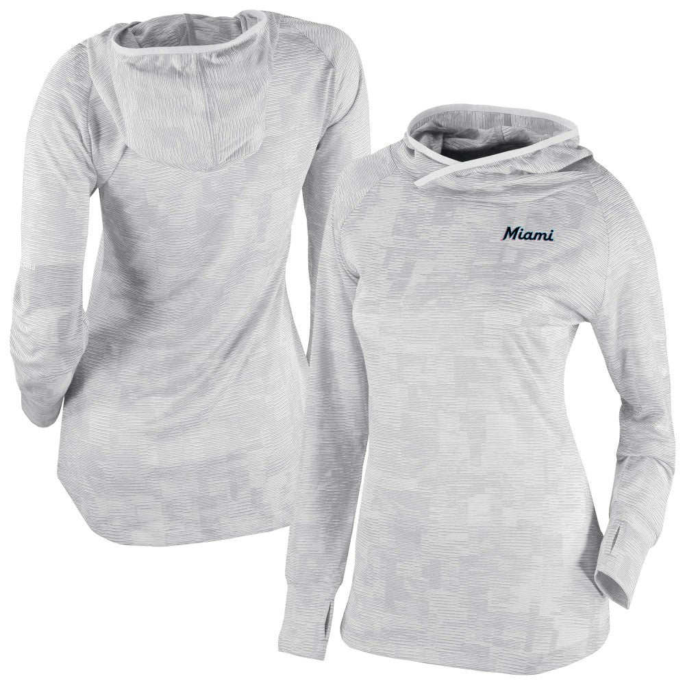 White Miami Marlins Columbia Women's Omni-Wick Sunday Ball Raglan Pullover Hoodie