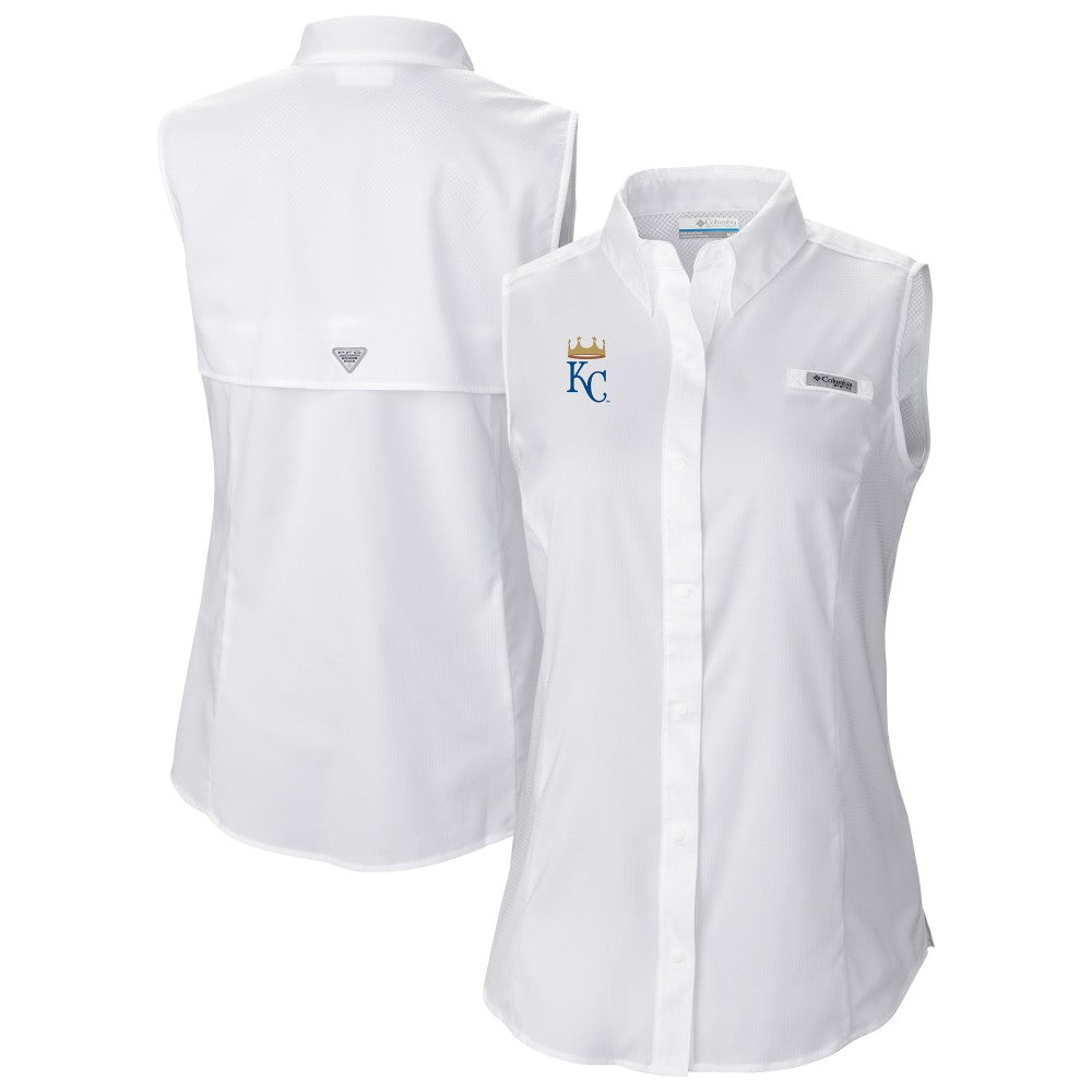 White Kansas City Royals Columbia Women's Tamiami Sleeveless Shirt