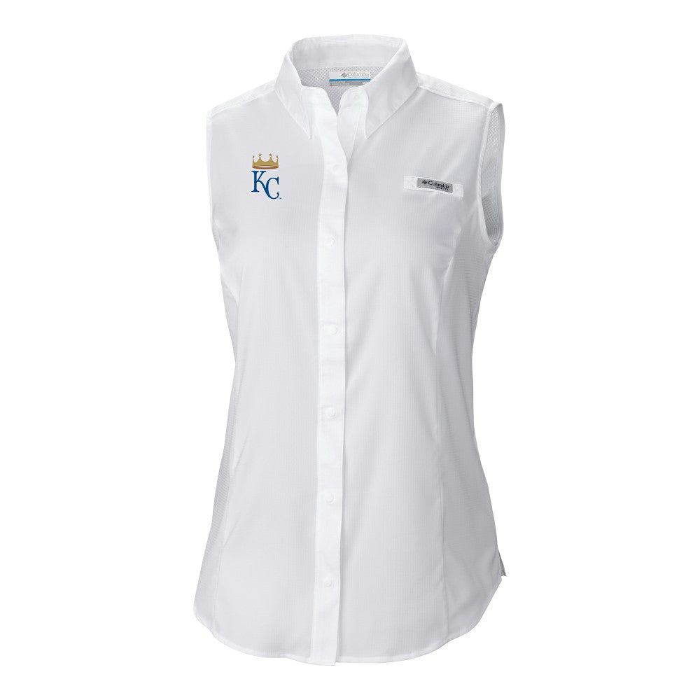 White Kansas City Royals Columbia Women's Tamiami Sleeveless Shirt