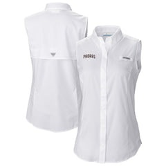 White San Diego Padres Columbia Women's Tamiami Sleeveless Shirt
