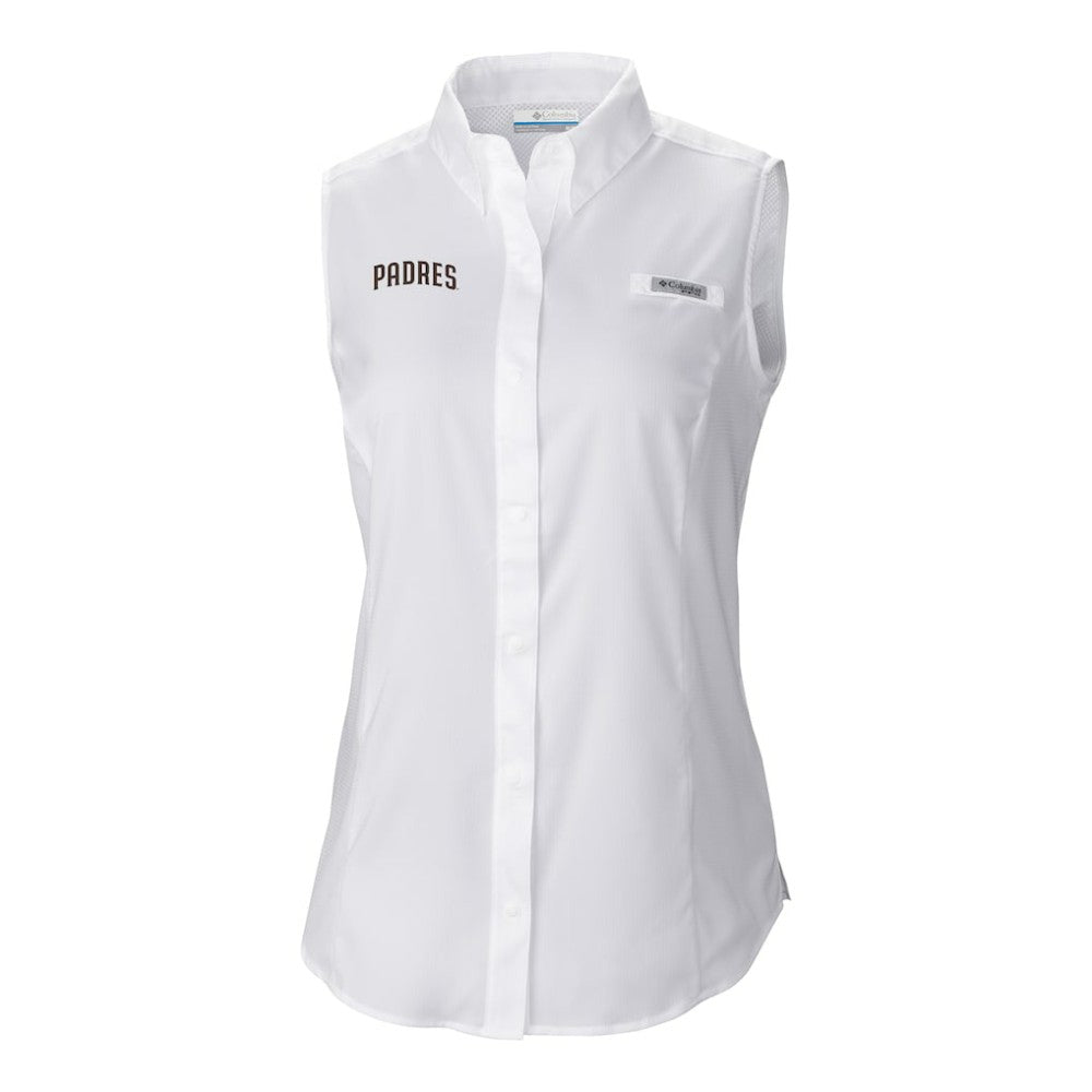 White San Diego Padres Columbia Women's Tamiami Sleeveless Shirt